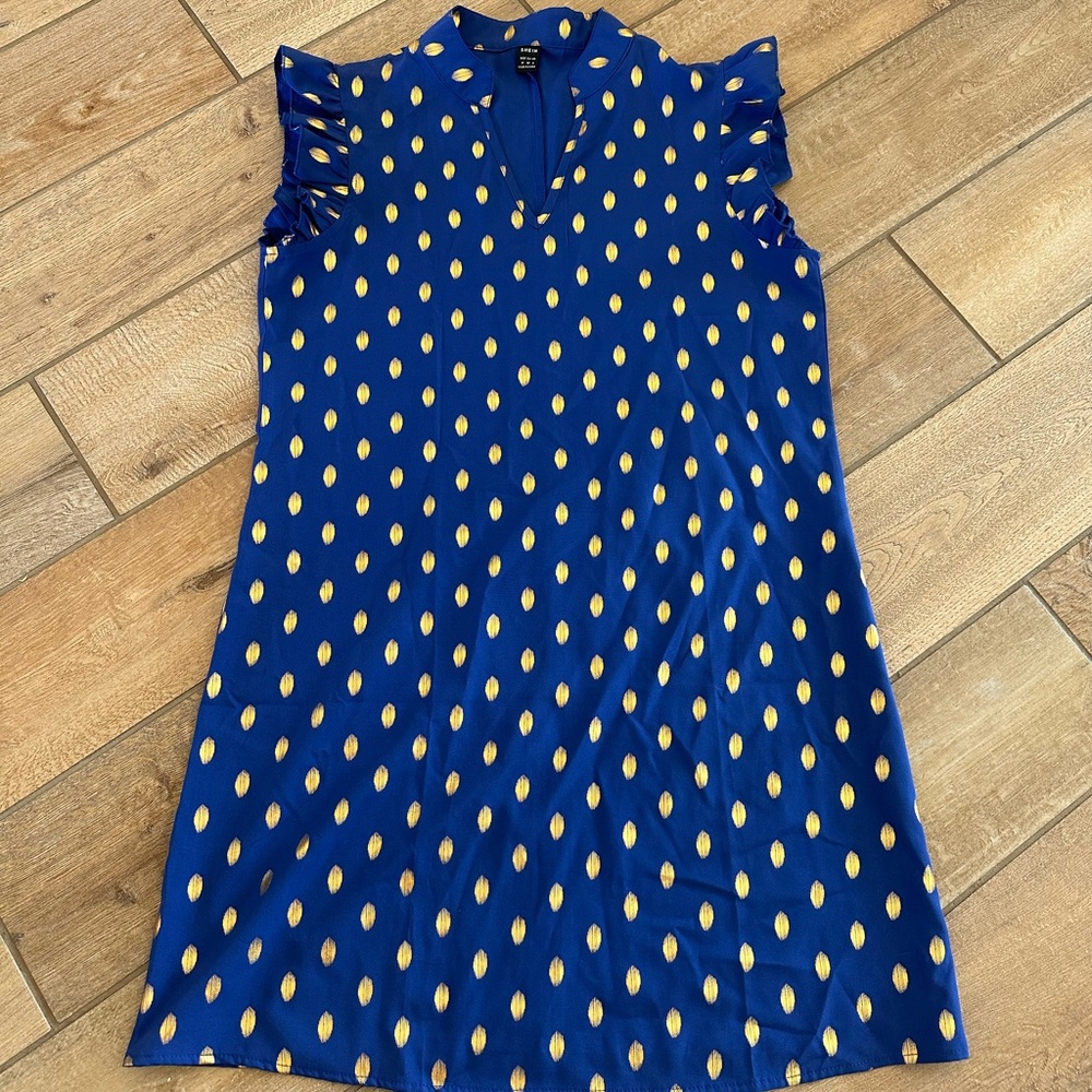 SHEIN Royal Blue Dress with Gold Dots